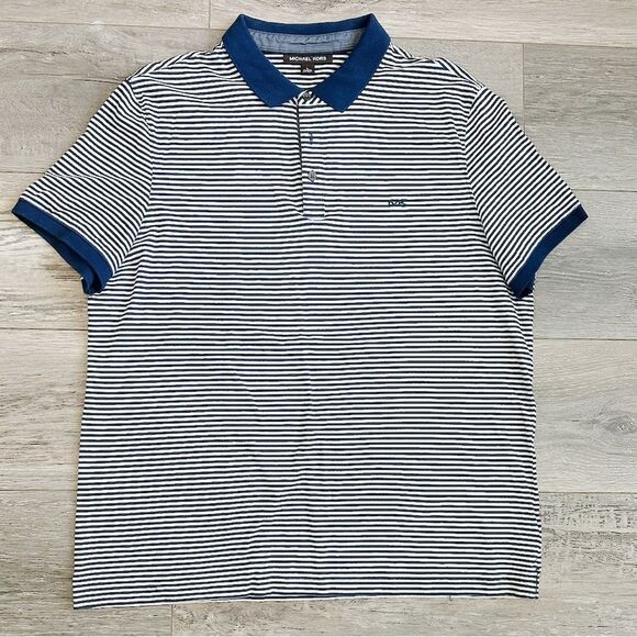 Michael Kors Navy and White Striped Polo - Picture 1 of 3